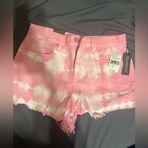 Blank NYC Pink and White Tie-Dye Jean Shorts